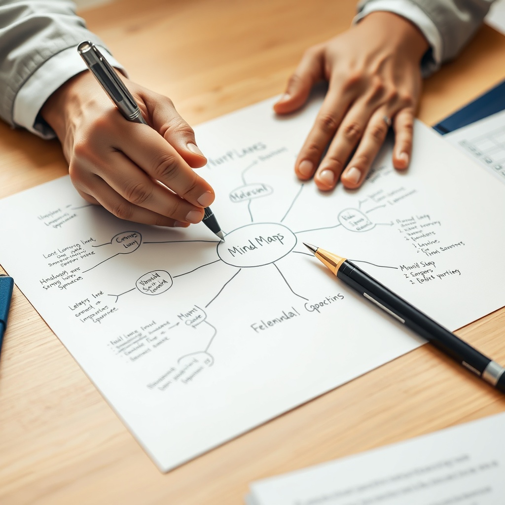 Person creating a mind map