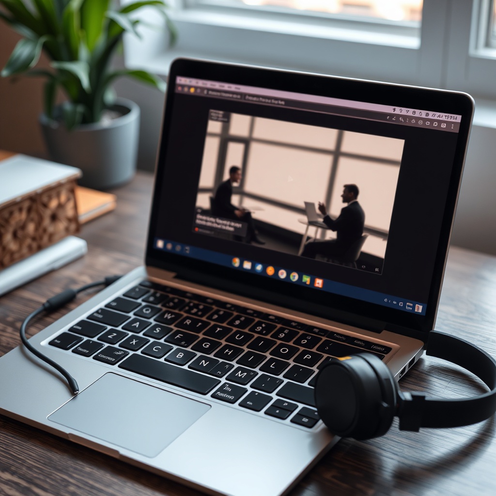 Laptop displaying an online course