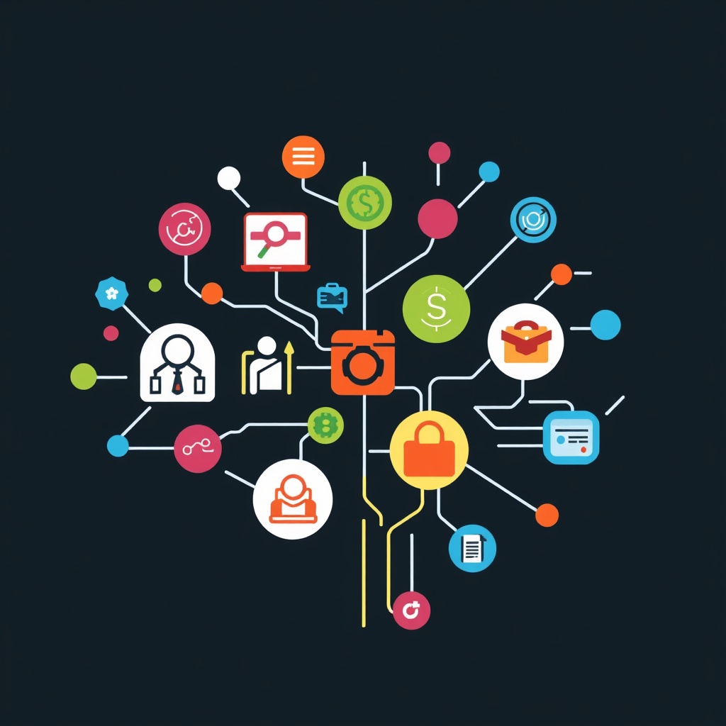 Brain made of icons for skills and habits