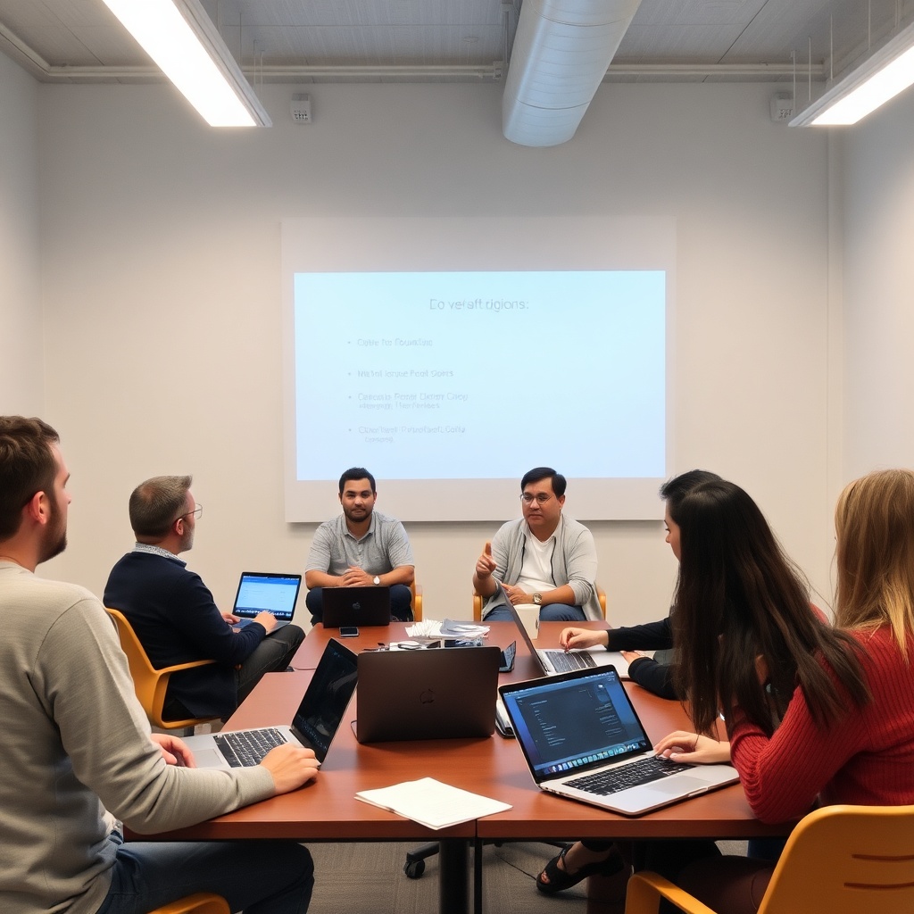 Group workshop with laptops